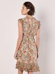 Apricot Green Ditsy Floral Ruffle Mini Dress - Image 3 of 4