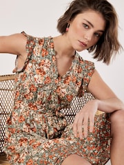 Apricot Green Ditsy Floral Ruffle Mini Dress - Image 4 of 4