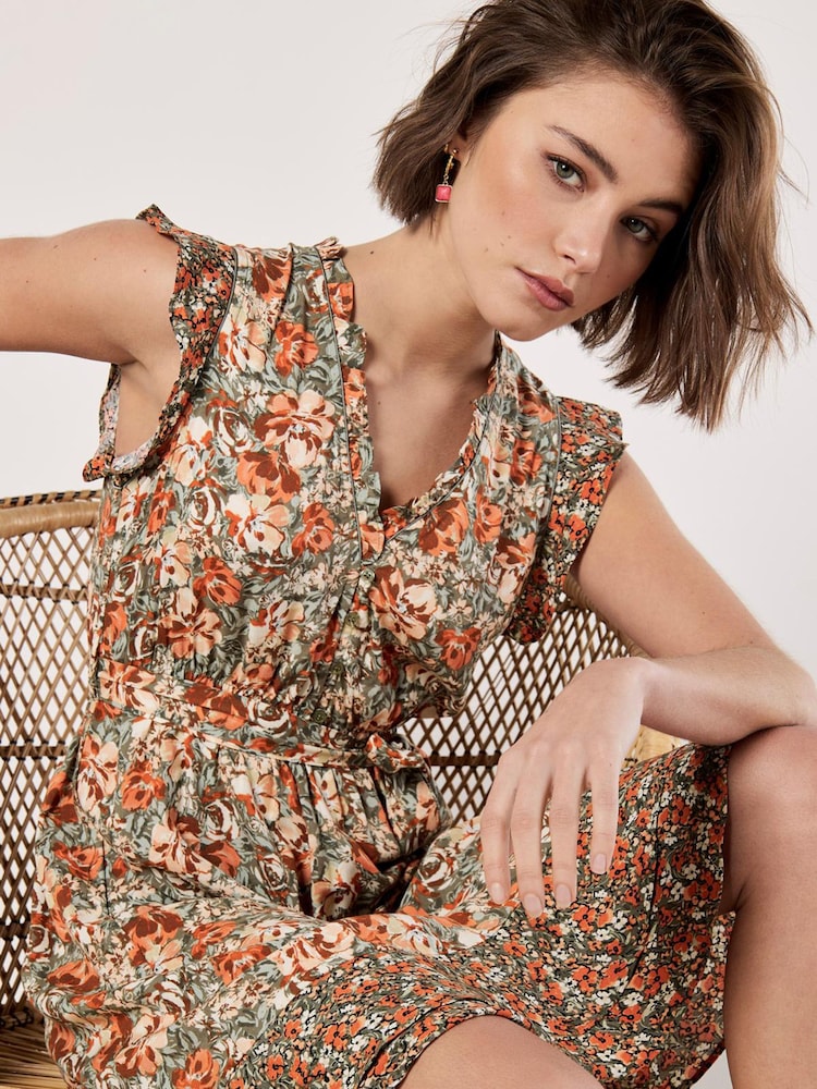 Apricot Green Ditsy Floral Ruffle Mini Dress - Image 4 of 4