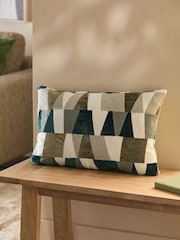 Sage Green 40 x 59cm 40 x 59cm Cut Velvet Geo Zig Cushion - Image 1 of 4