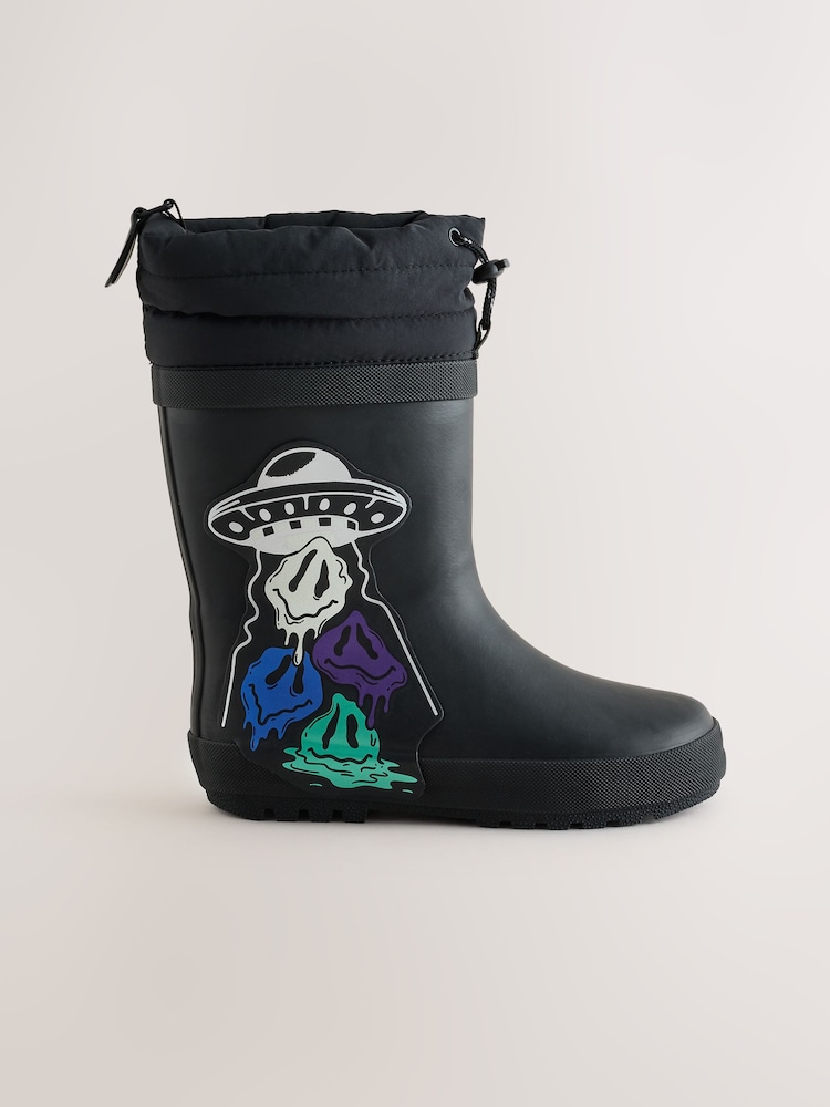 Black Space Adjustable Cuff Wellies - Image 2 of 6 Black Space Adjustable Cuff Wellies - Image 2 of 6