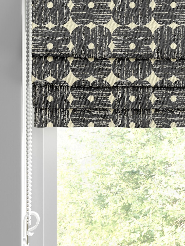 Orla Kiely Charcoal Textured Flower Made to Measure Blinds - Image 2 of 6