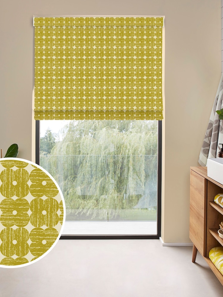 Orla Kiely Yellow Textured Flower Made to Measure Blinds - Image 1 of 6