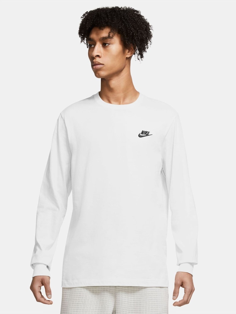 Nike White Club Long Sleeve T-Shirt - Image 1 of 5 Nike White Club Long Sleeve T-Shirt - Image 1 of 5