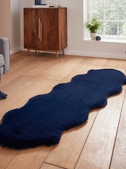 Think Rugs Navy Super Teddy Double Sheepskin Plain Shaggy Rug - Image 1 of 6
