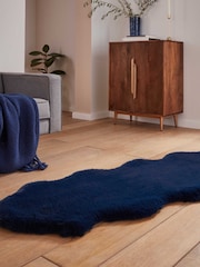 Think Rugs Navy Super Teddy Double Sheepskin Plain Shaggy Rug - Image 2 of 6