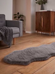 Think Rugs Grey Super Teddy Double Sheepskin Plain Shaggy Rug - Image 2 of 6