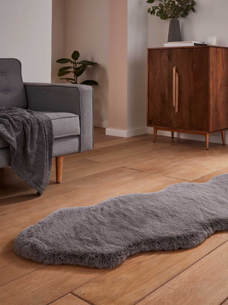 Think Rugs Grey Super Teddy Double Sheepskin Plain Shaggy Rug - Image 2 of 6