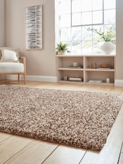 Think Rugs Beige Vista 3547 Plain Shaggy Rug - Image 1 of 6
