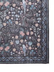 Think Rugs Black Versailles H1373 Floral Rug - Image 4 of 6