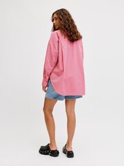 JJXX Pink Relaxed Poplin Shirt in Pink Stripe - Image 2 of 7