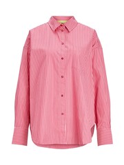JJXX Pink Relaxed Poplin Shirt in Pink Stripe - Image 4 of 7