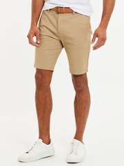 Threadbare Mid Natural Belted Chino Shorts - Image 1 of 4