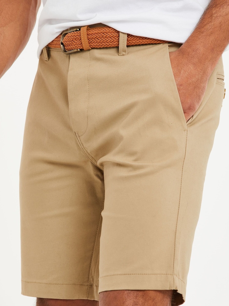 Threadbare Mid Natural Belted Chino Shorts - Image 4 of 4
