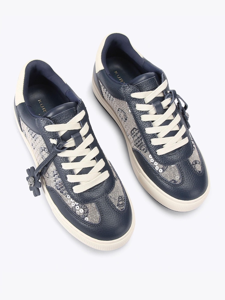 Kurt Geiger London Blue Monogram Flatform Trainers - Image 2 of 4