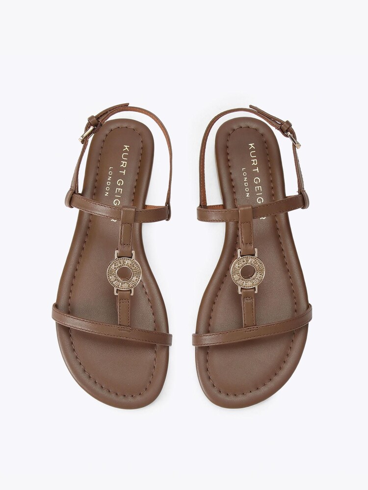 Kurt Geiger London Brown Bromley Flat Sandals - Image 2 of 4