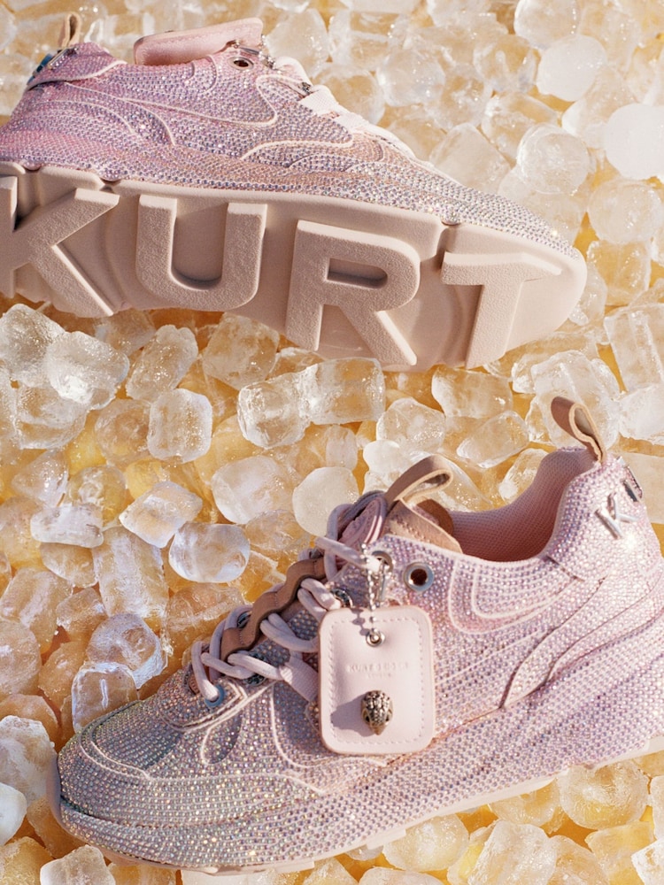 Kurt Geiger London Pink Kurt Crystal Trainers - Image 1 of 5