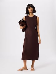 Whistles Brown Bias Cut Linen Dress - Image 1 of 5
