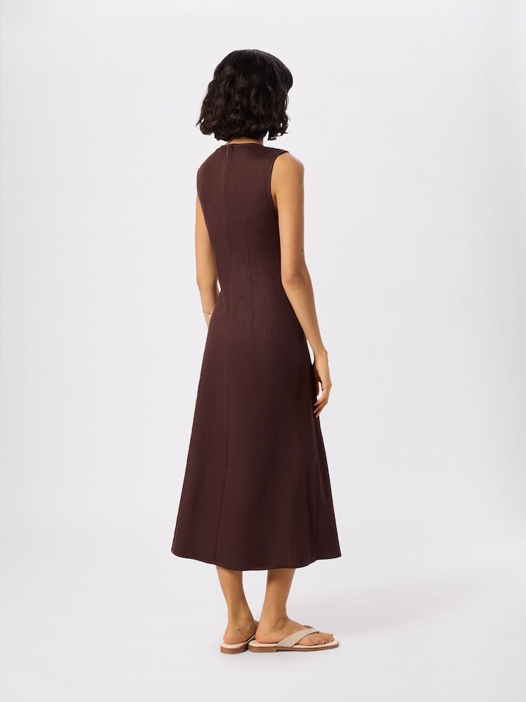 Whistles Brown Bias Cut Linen Dress - Image 2 of 5