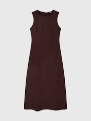 Whistles Brown Bias Cut Linen Dress - Image 5 of 5