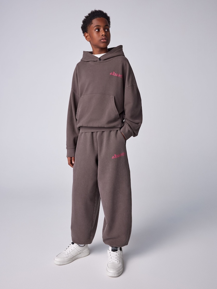 SmALLSAINTS Brown Washed Textured Hoodie and Jogger Set - Image 1 of 14