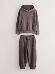 SmALLSAINTS Brown Washed Textured Hoodie and Jogger Set - Image 10 of 14