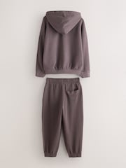 SmALLSAINTS Brown Washed Textured Hoodie and Jogger Set - Image 11 of 14
