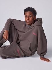 SmALLSAINTS Brown Washed Textured Hoodie and Jogger Set - Image 3 of 14
