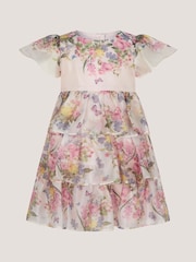 Monsoon Pink Baby Botanical Print Tiered Party Dress - Image 1 of 3