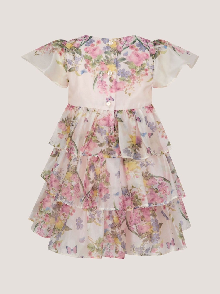 Monsoon Pink Baby Botanical Print Tiered Party Dress - Image 2 of 3