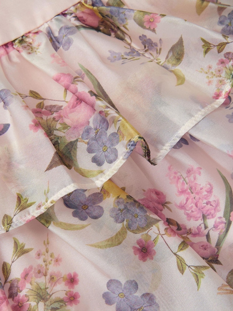Monsoon Pink Baby Botanical Print Tiered Party Dress - Image 3 of 3