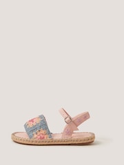 Monsoon Pink Crochet Flower Espadrille Sandals - Image 2 of 3