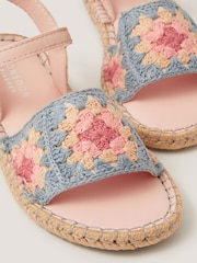 Monsoon Pink Crochet Flower Espadrille Sandals - Image 3 of 3