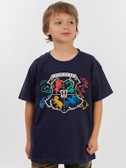 Brands In Blue Harry Potter Hogwarts Doodle Emblem T-Shirt - Image 1 of 5