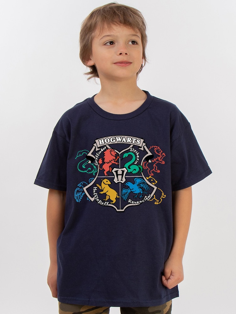 Brands In Blue Harry Potter Hogwarts Doodle Emblem T-Shirt - Image 1 of 5