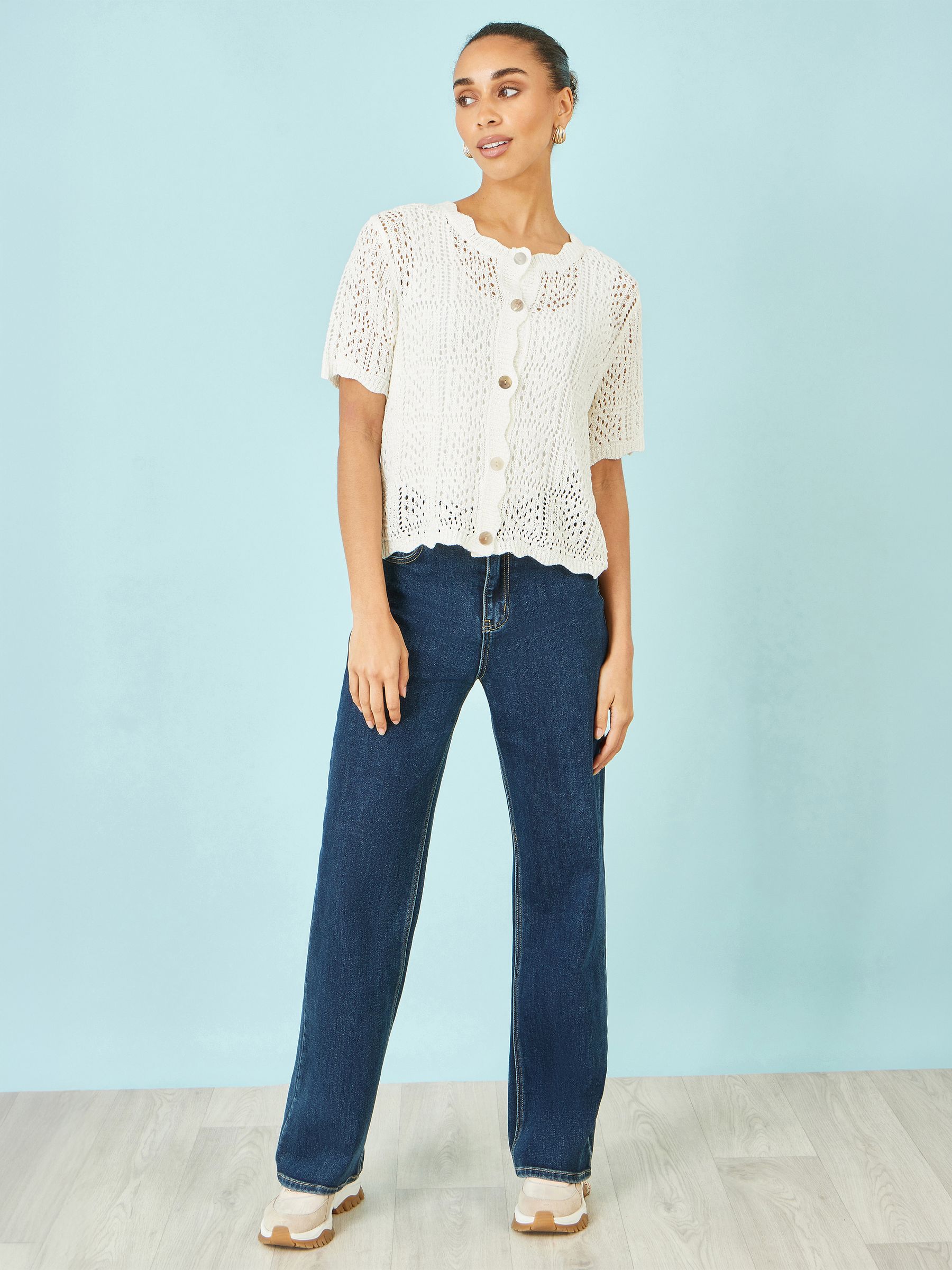Buy Yumi White Crochet Short Sleeve Cardigan from Next USA