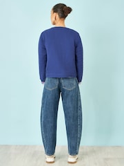 Yumi Blue Floral Embroidery Cotton Jacket - Image 4 of 4