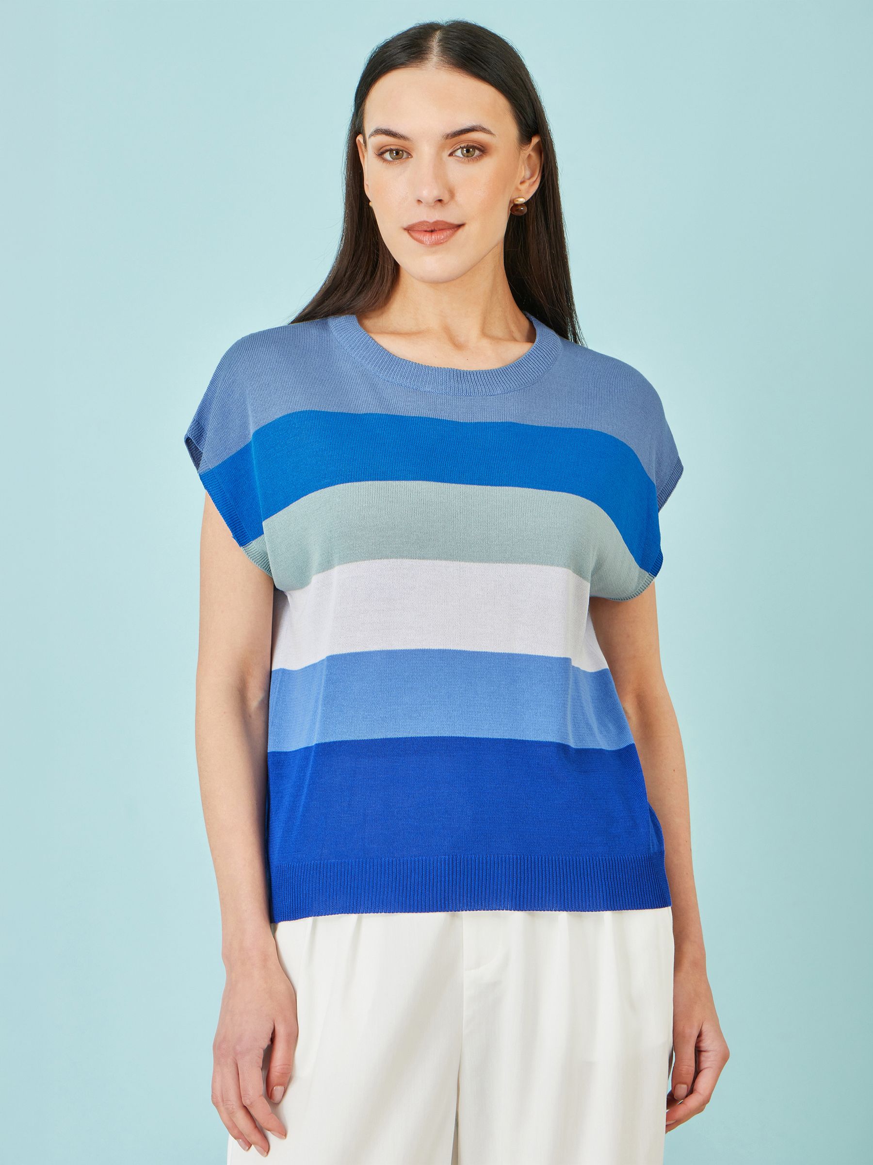 Buy Yumi Blue Block Stripe Relaxed Knitted Top from Next USA