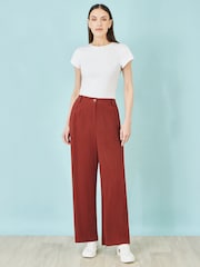 Yumi Brown Linen Mix Trousers - Image 1 of 3