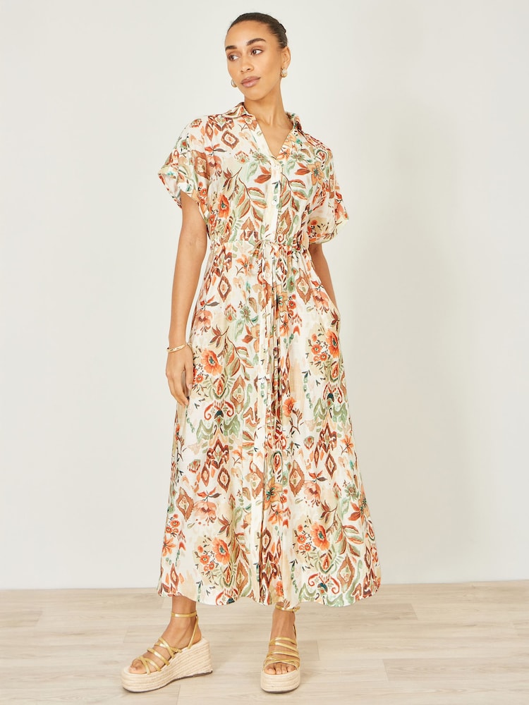 Yumi Viscose Relaxed Boho Print Maxi Shirt Dress - Image 1 of 4