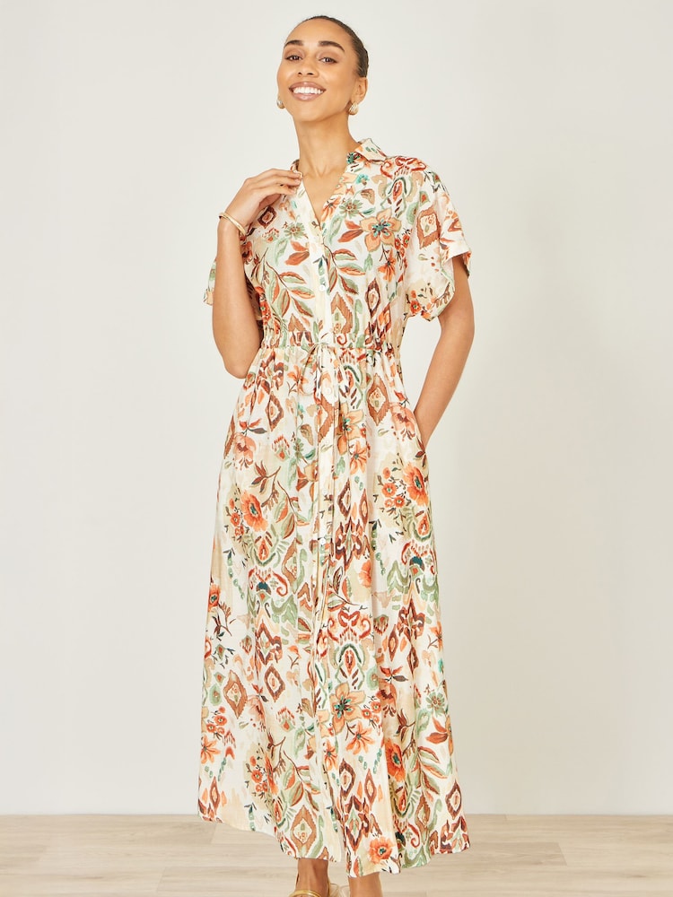 Yumi Viscose Relaxed Boho Print Maxi Shirt Dress - Image 2 of 4