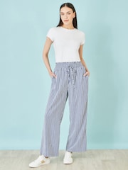 Yumi Blue Stripe Relaxed Trousers - Image 1 of 3