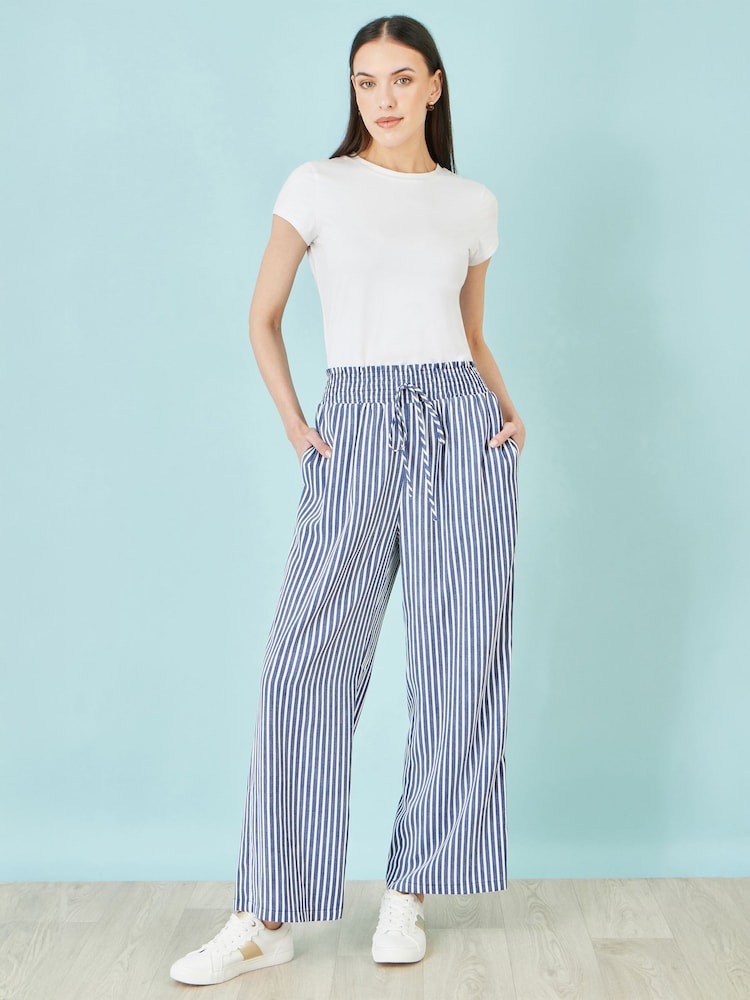 Yumi Blue Stripe Relaxed Trousers - Image 1 of 3