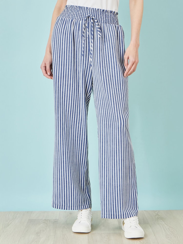 Yumi Blue Stripe Relaxed Trousers - Image 2 of 3