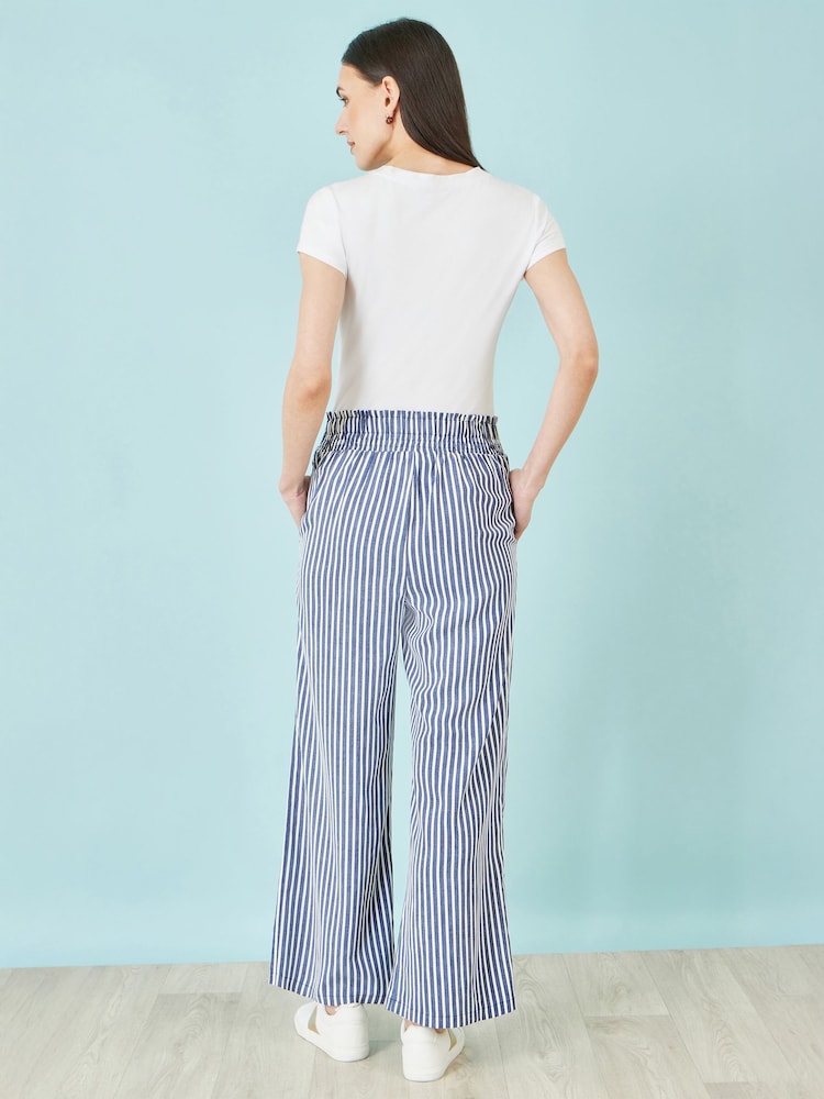 Yumi Blue Stripe Relaxed Trousers - Image 3 of 3