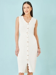 Yumi Cotton Scallop Crochet Knitted Dress - Larawan 5 ng 5