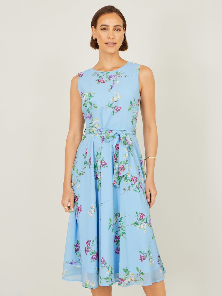 Μπλε - Yumi Floral Print Μίντι φόρεμα σκέιτερ - Εικόνα 2 από 4