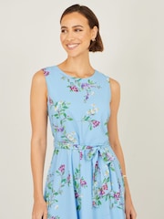 Μπλε - Yumi Floral Print Μίντι φόρεμα σκέιτερ - Εικόνα 3 από 4