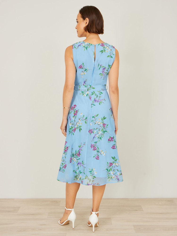 Μπλε - Yumi Floral Print Μίντι φόρεμα σκέιτερ - Εικόνα 4 από 4