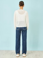 Yumi White Flower Crochet Cardigan - Image 3 of 4